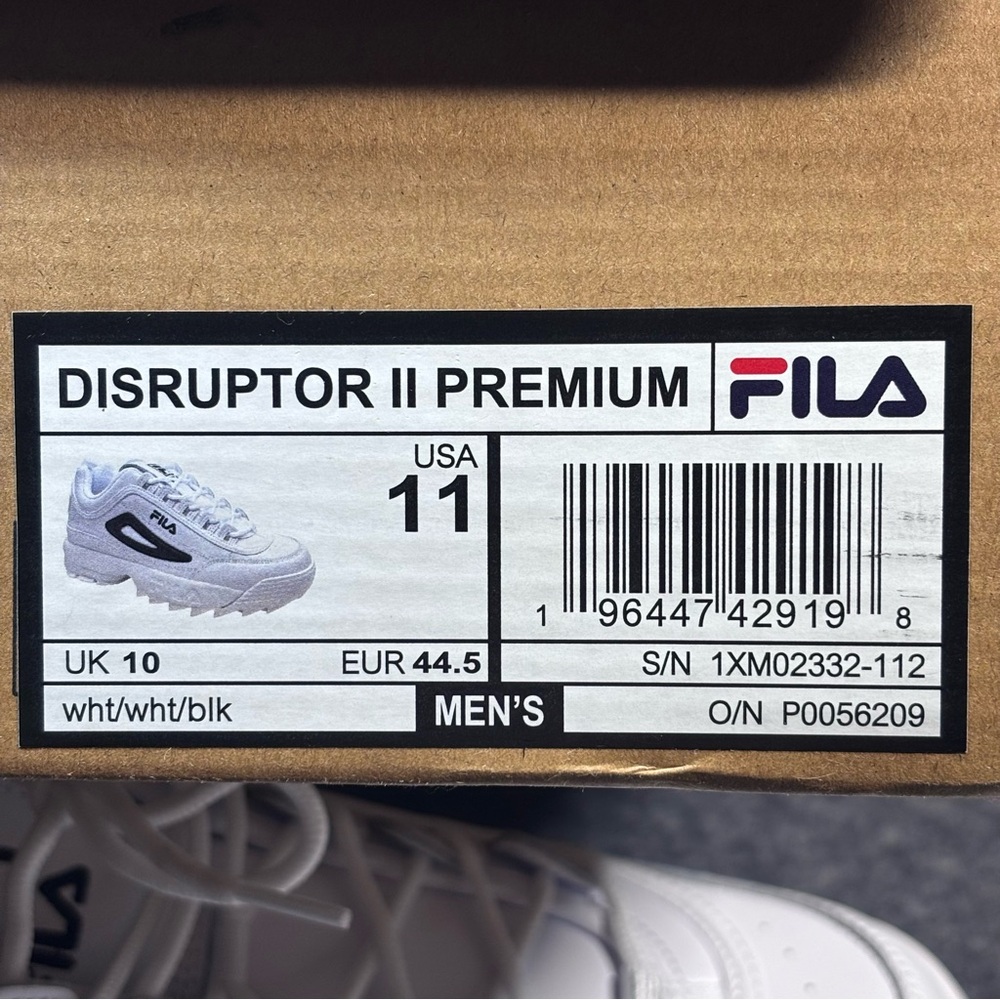 Fila Disruptor II Premium White and Black Sneakers - Picture 12 of 16